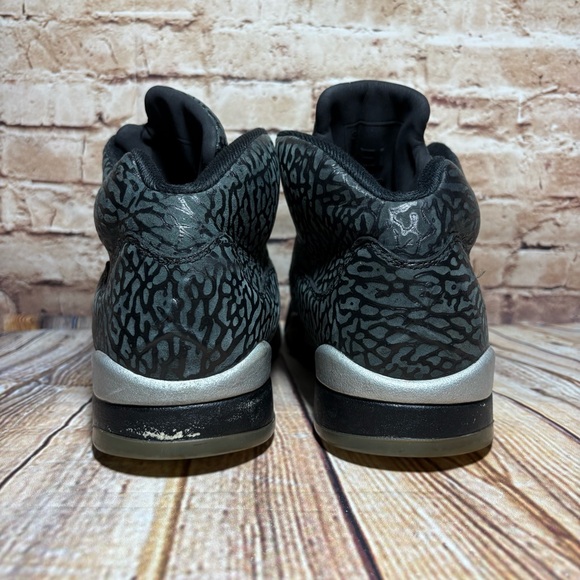 Air Jordan 5 Retro 3Lab5 Sneaker Mens 8 Black Silver Elephant Print Lace Locks - Picture 7 of 15